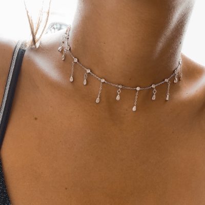 שרשרת צוקר זרקונים נופלים לנשים עם תליון טיפות עדינות וזוהרות בעיצוב אלגנטי