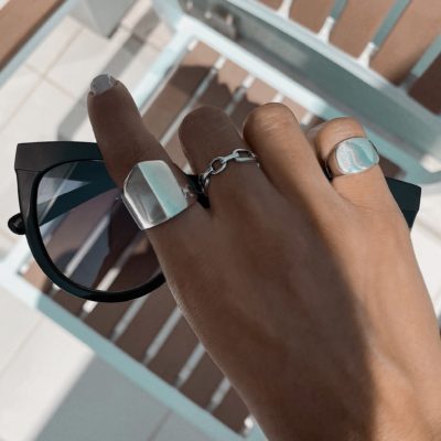 טבעת פרמידה כסף אמיתי 925 סטרלינג בצורת פרמידה מרשימה במיוחד