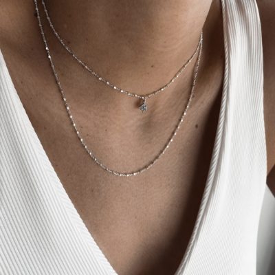 שרשרת קלורי כפולה כסף אמיתי 925 עם תליון כוכב