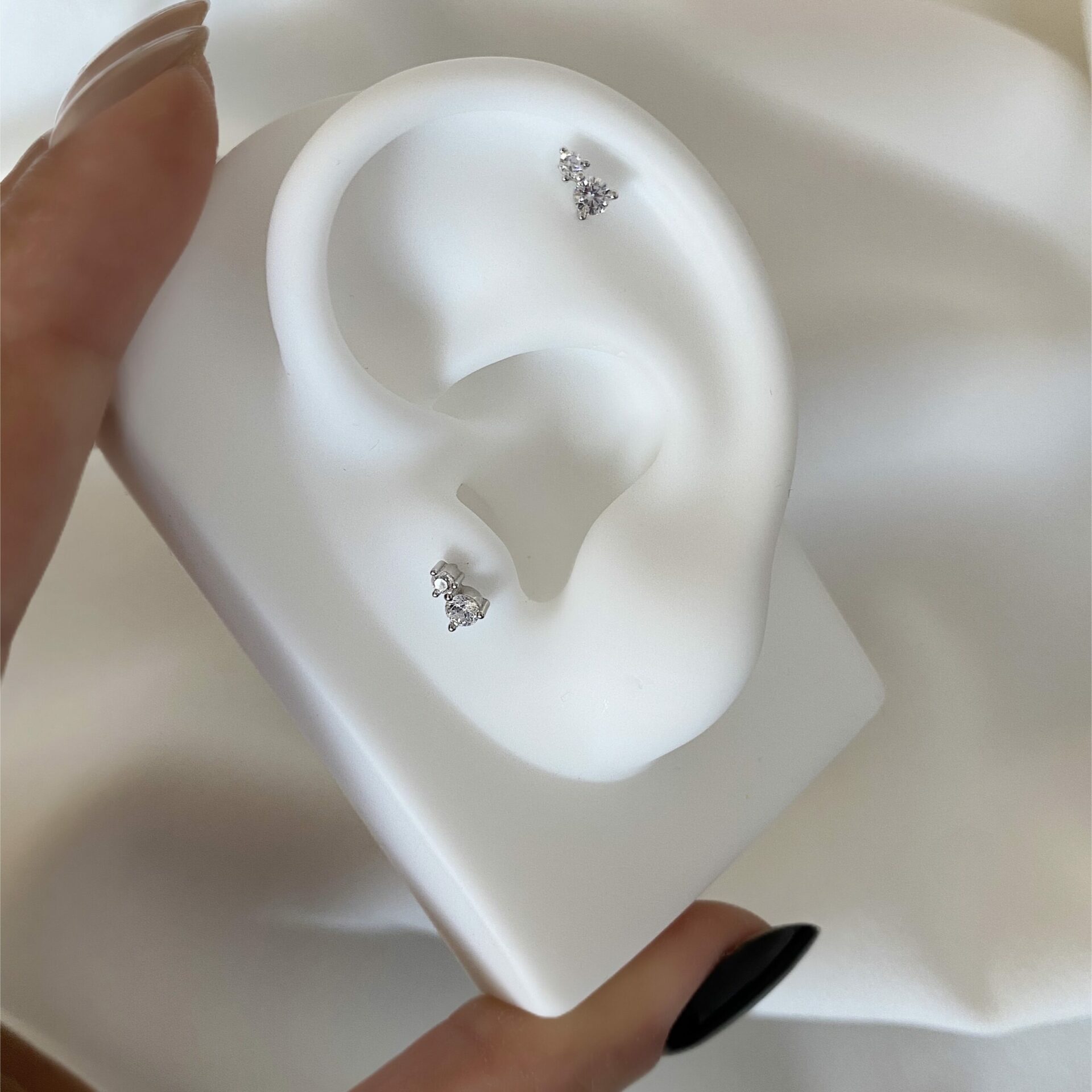 עגיל הברגה רוז כסף אמיתי 925