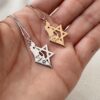 מגן דוד מפת ארץ ישראל שרשרת עם חריטה בצורת מפת ארץ ישראל ומגן דוד כסף אמיתי 925
