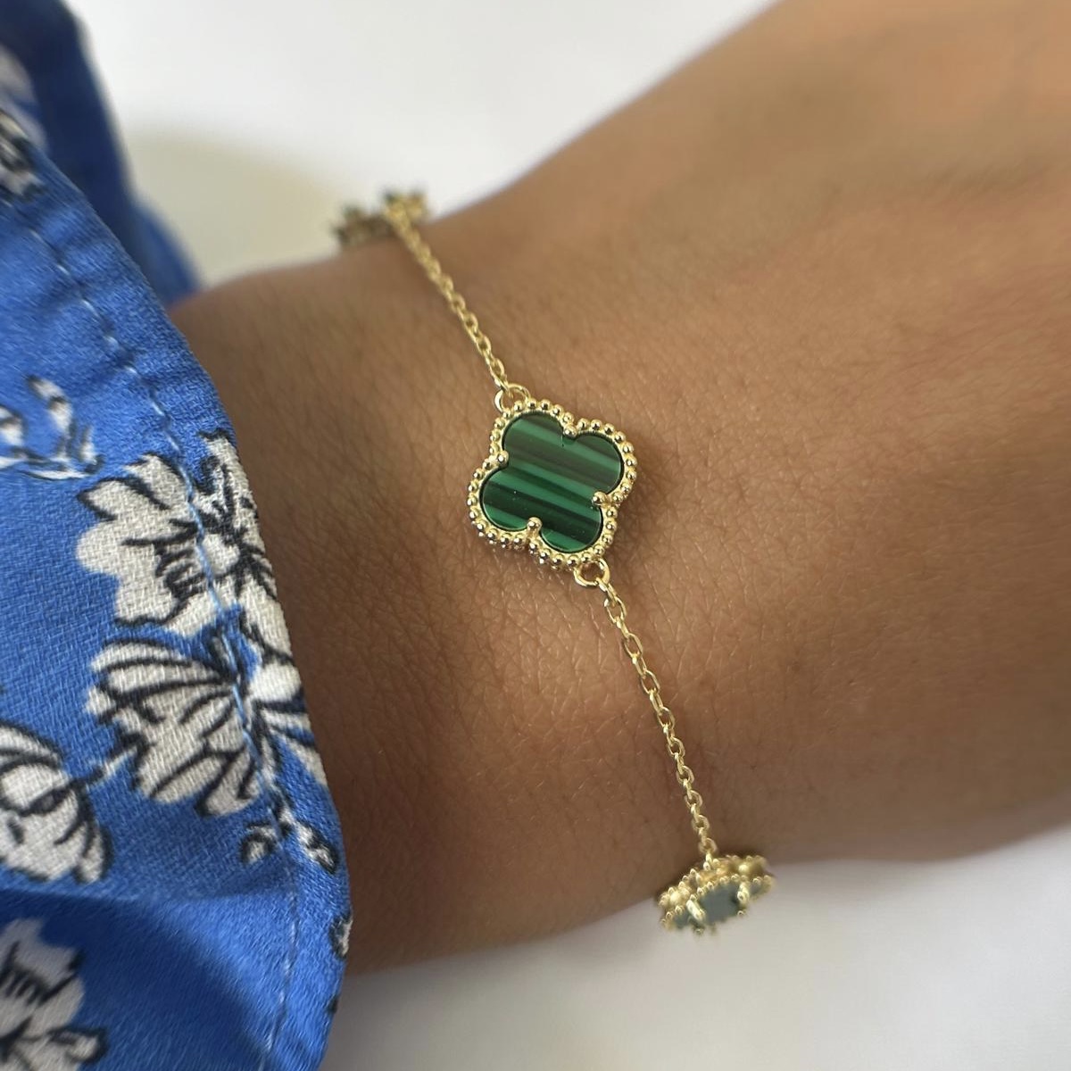 צמיד שלוש תלתנים וואן קליף כסף אמיתי 925