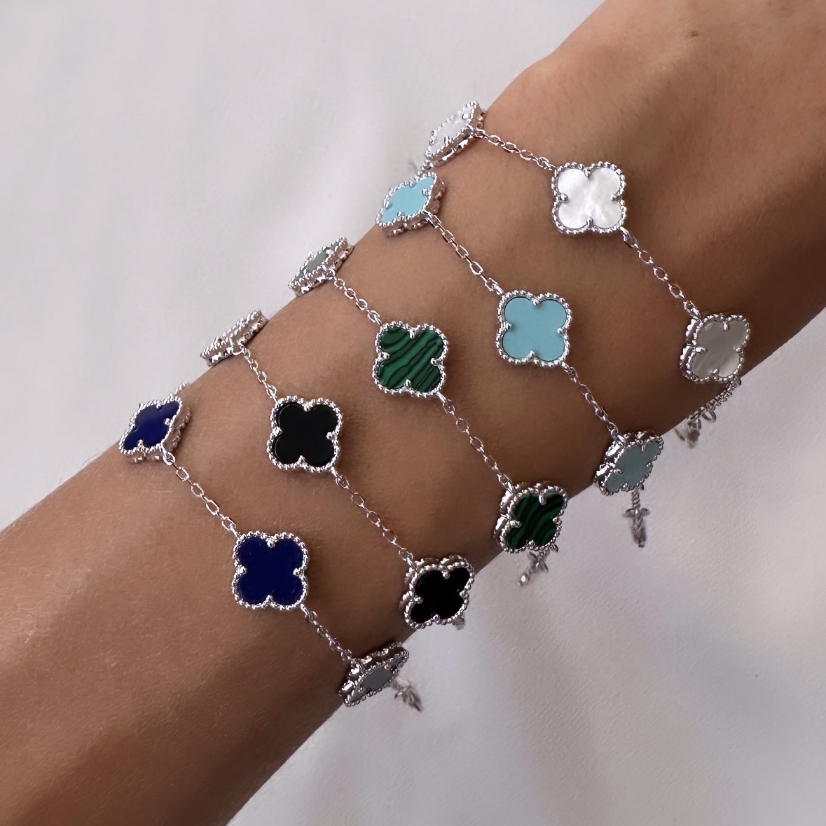 צמיד חמש תלתנים תכשיטי וואן קליף תילתן כסף אמיתי 925