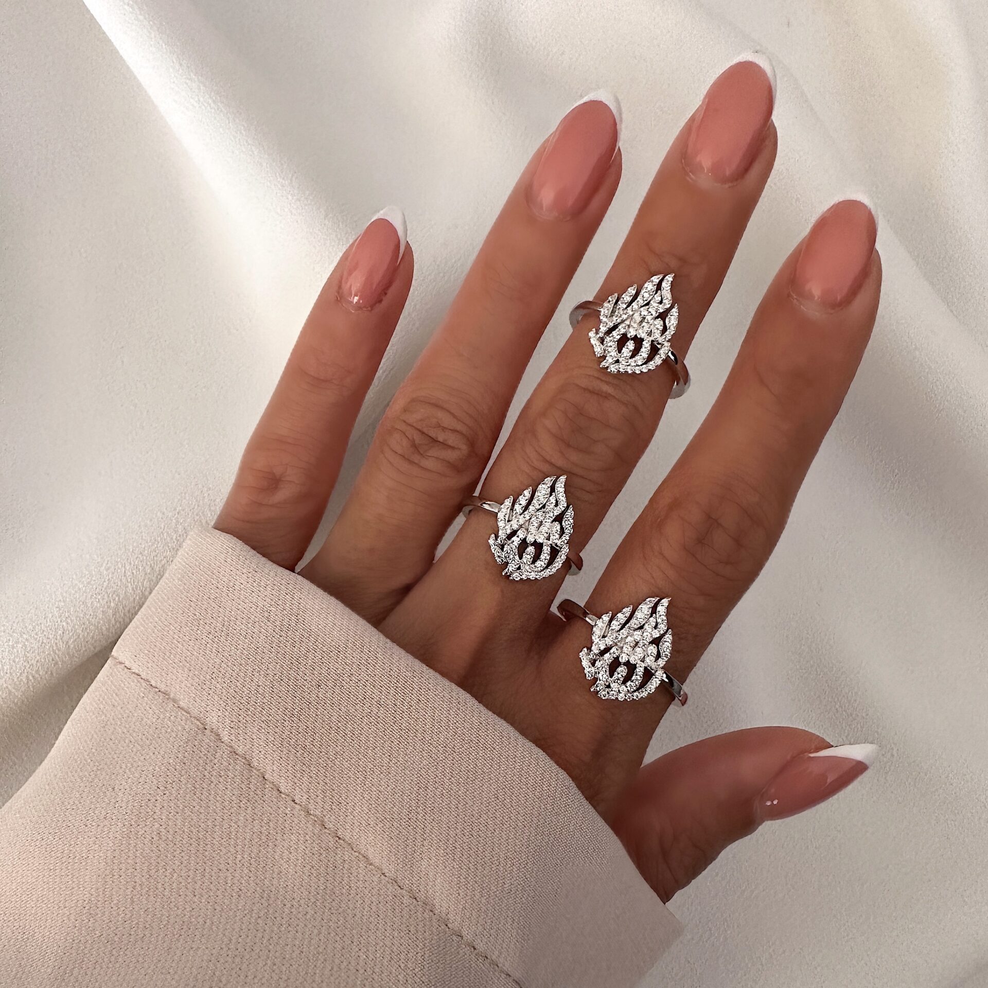 טבעת כסף אמיתי 925 האש שלי עם הסמל של רבי נחמן מברסלב האש שלי משובצת זרקונים לנשים