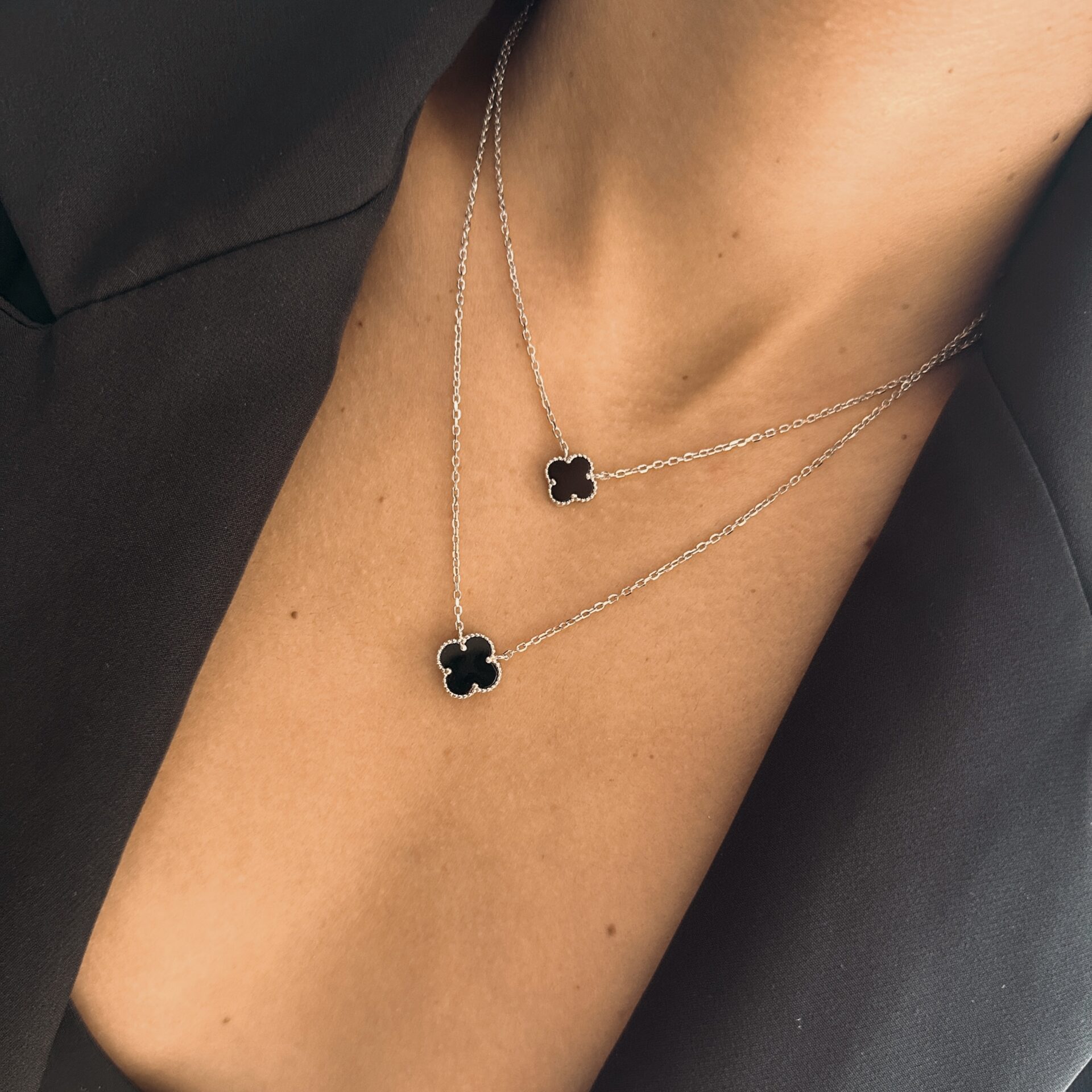 שרשרת תילתן שחור כסף אמיתי 925