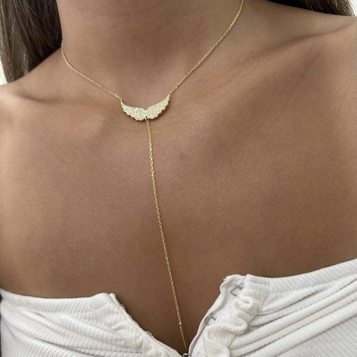 שרשרת בציפי זהב על הכסף אמיתי 925 בצורת עניבה