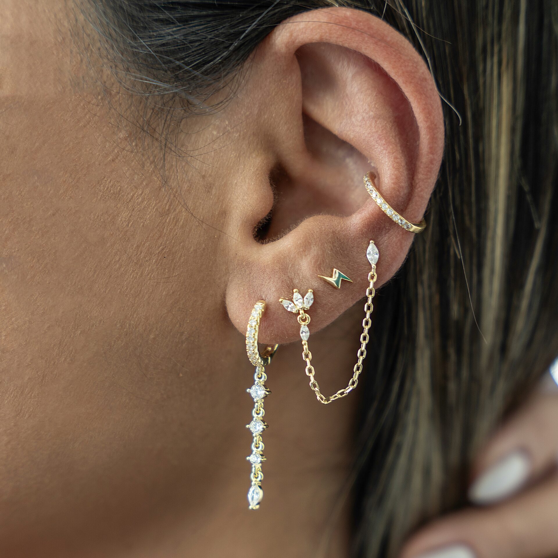 עגיל פרח לוטוס כפול