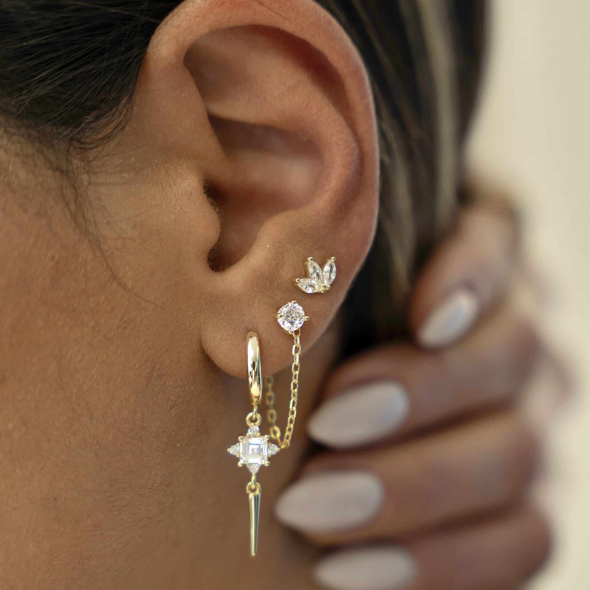 עגיל זירקון שרשרת