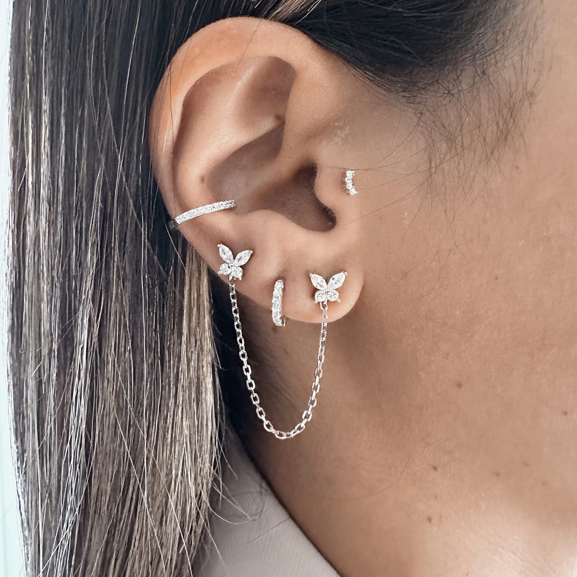 עגיל פרפר כפול