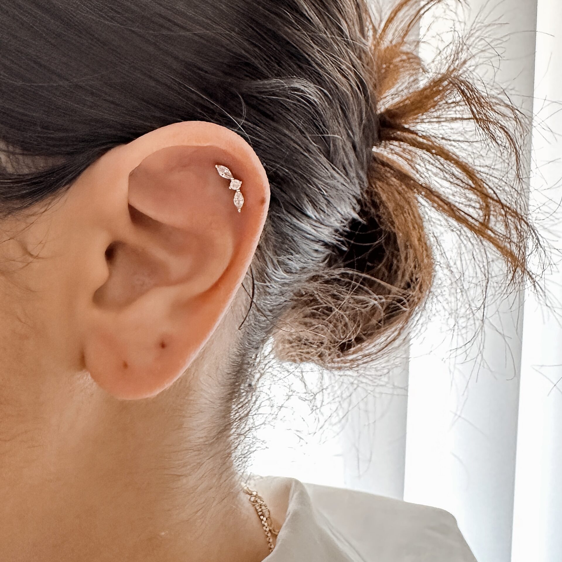 עגיל הברגה זואי פירסינג כסף אמיתי 925