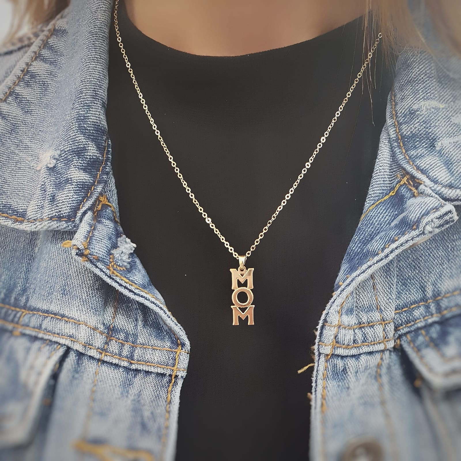 שרשרת MOM אמא בחריטה אישית כסף אמיתי 925