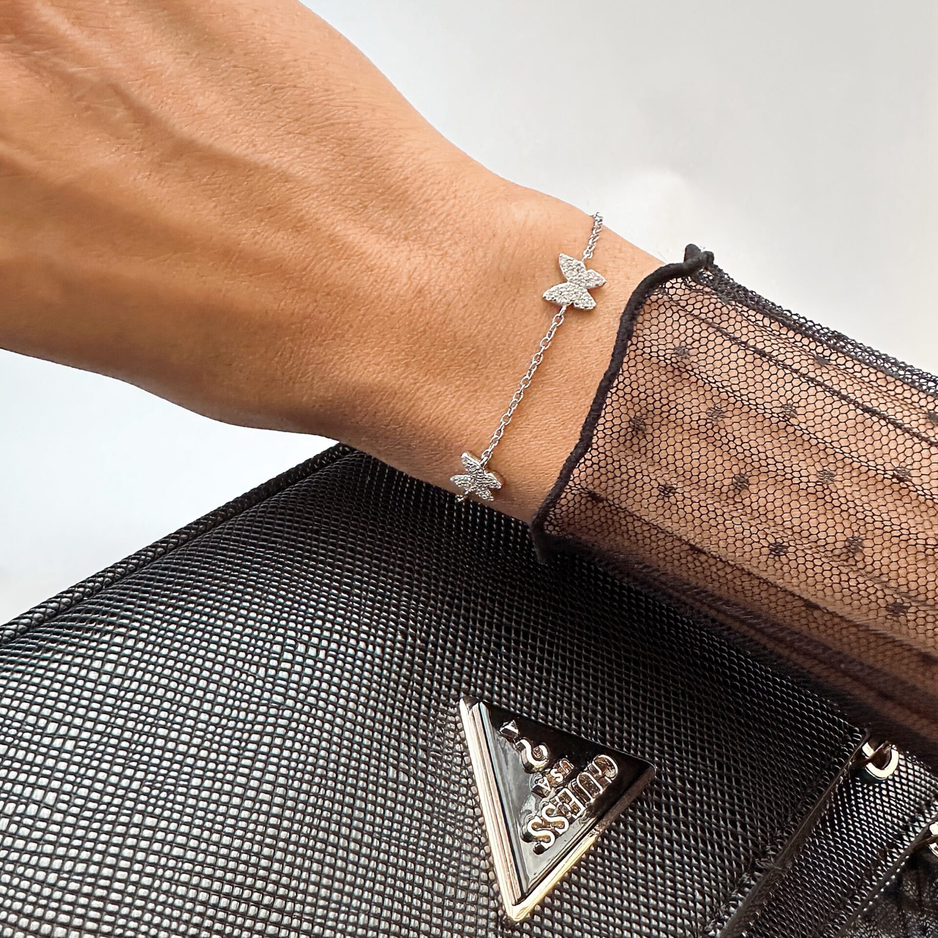 צמיד פרפרים כסף אמיתי 925 משובץ