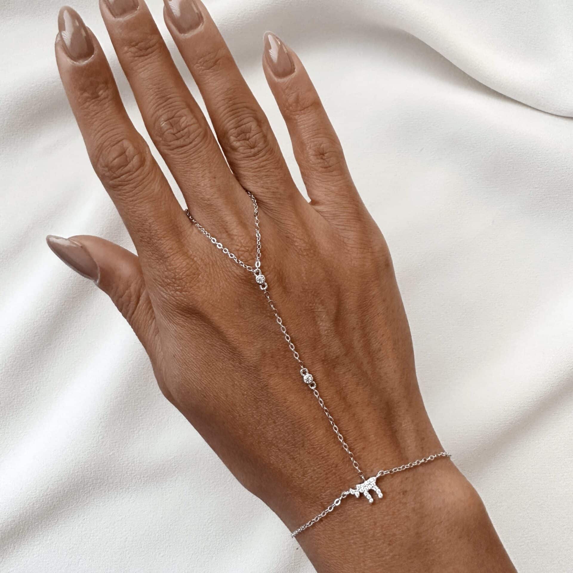 צמיד טבעת יד כסף אמיתי 925 עם תליון חי משובץ זרקונים – עיצוב אלגנטי וייחודי