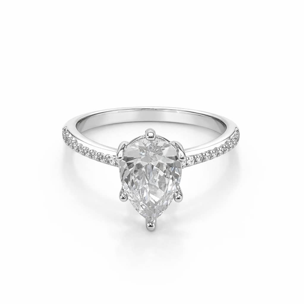 טבעת טיפה מרצדס כסף 925 עם אבן זירקון מרכזית ושיבוץ עדין בצדדים